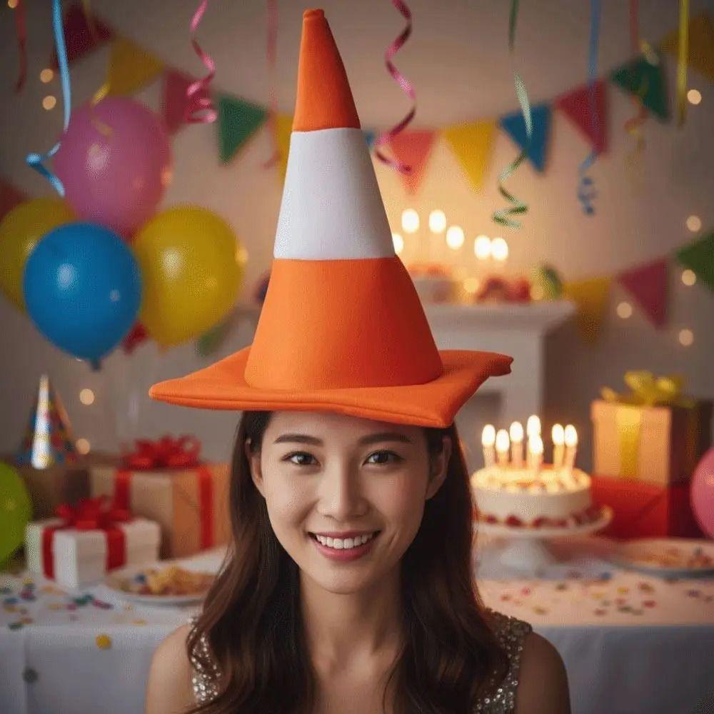 Stage Hat Conical Hat Foldable Design Party Hip Hop Hat Funny Traffic Cone Hat  Carnival