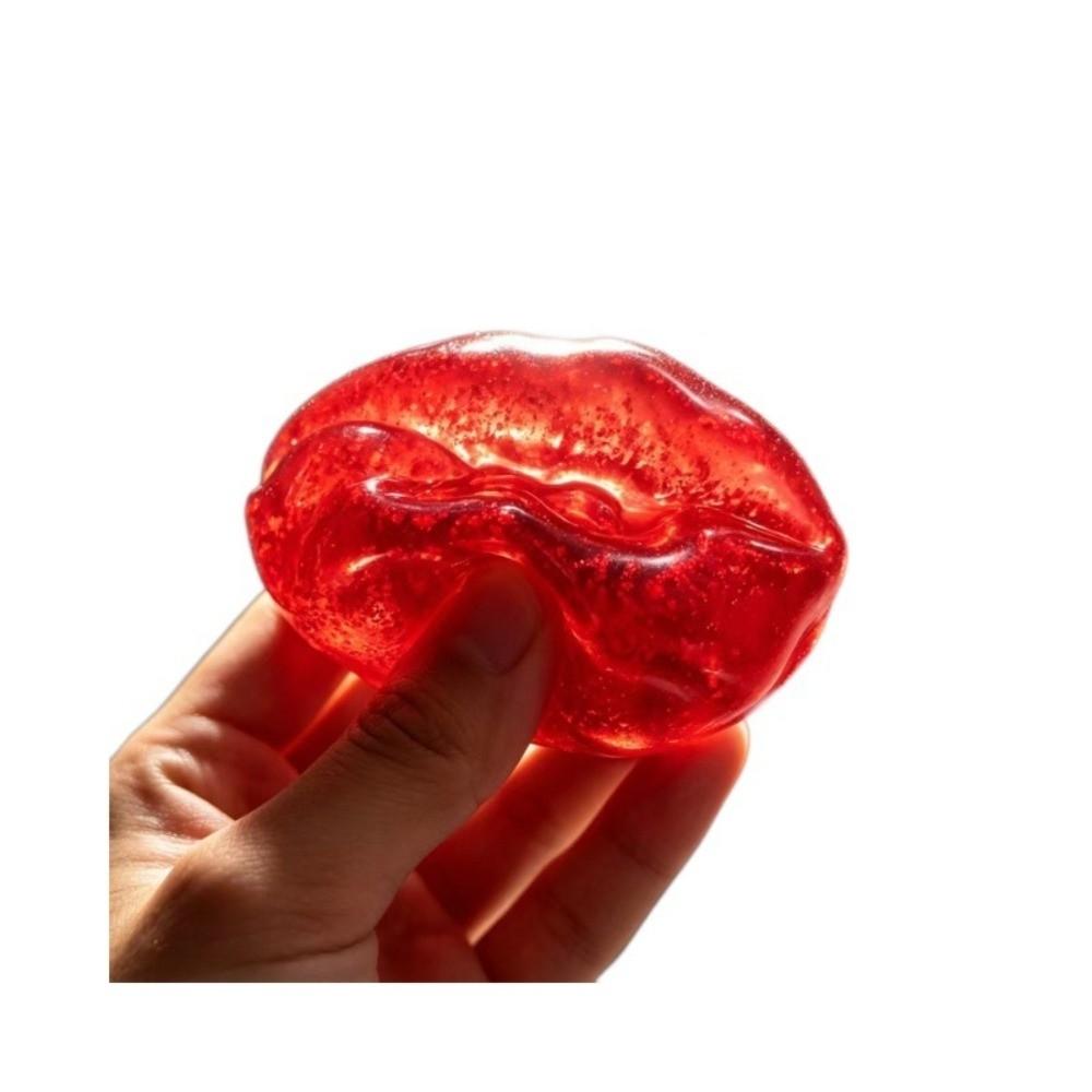 Glitter Maltose Squeeze Toy Big Red Lip Fingertip Toy Creative Slow Rebound Toy Sensory Play