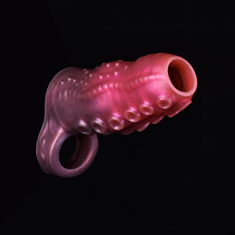 Penis Sleeve with Cock Ring, Male Sex Toys Enhance Male Stamina, Reusable Penis Extender, Stretchy Silicone Ring for Enlargement and Prolongation