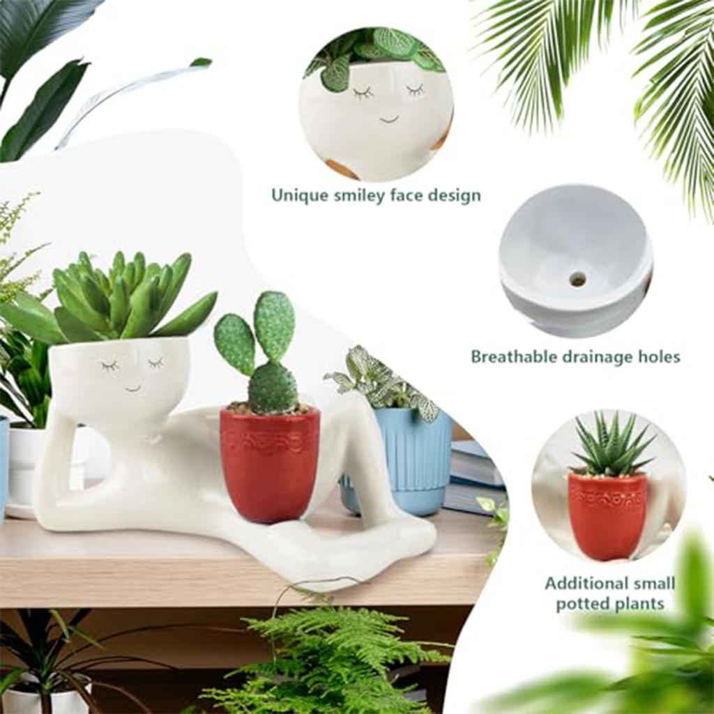 Interesting Resin Flower Pots, Beautiful Lying Postures Of Plants And Cacti, Unique Garden Decoration Gifts