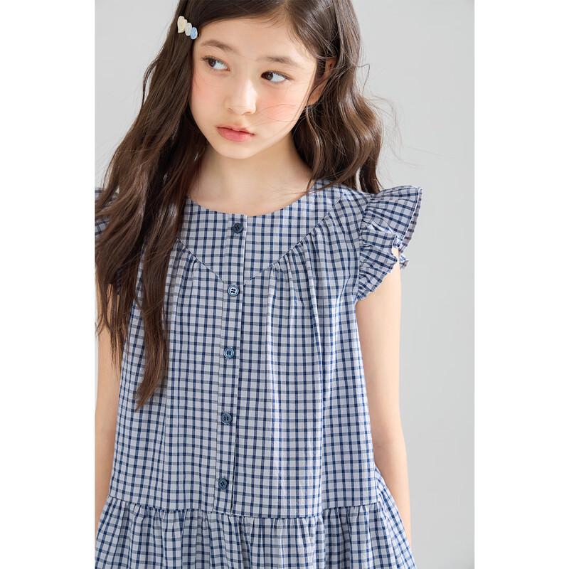 Girls' Sleeveless Plaid Cotton Dress
