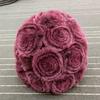 Women's Fashionable Winter Thick Rex Rabbit Fur Hat with Rose Fur Flowers Real Knit Appropriate for Parties