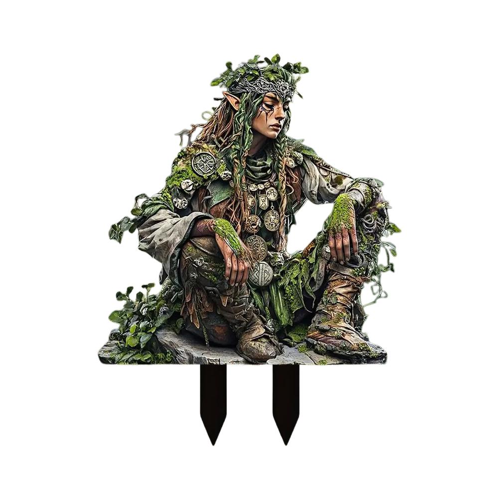 Gartenstecker Erdspieß Wasserdicht Außen Deko Baum Elf Acryl Hof Hof Baum Elf Schild S D6Q0