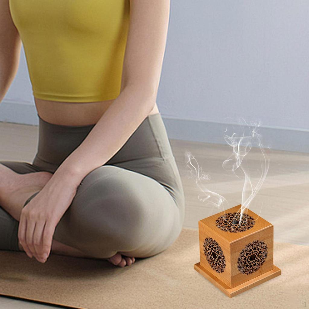 Incense Holder Box in Wood for Tabletop Use with Lid Relaxation