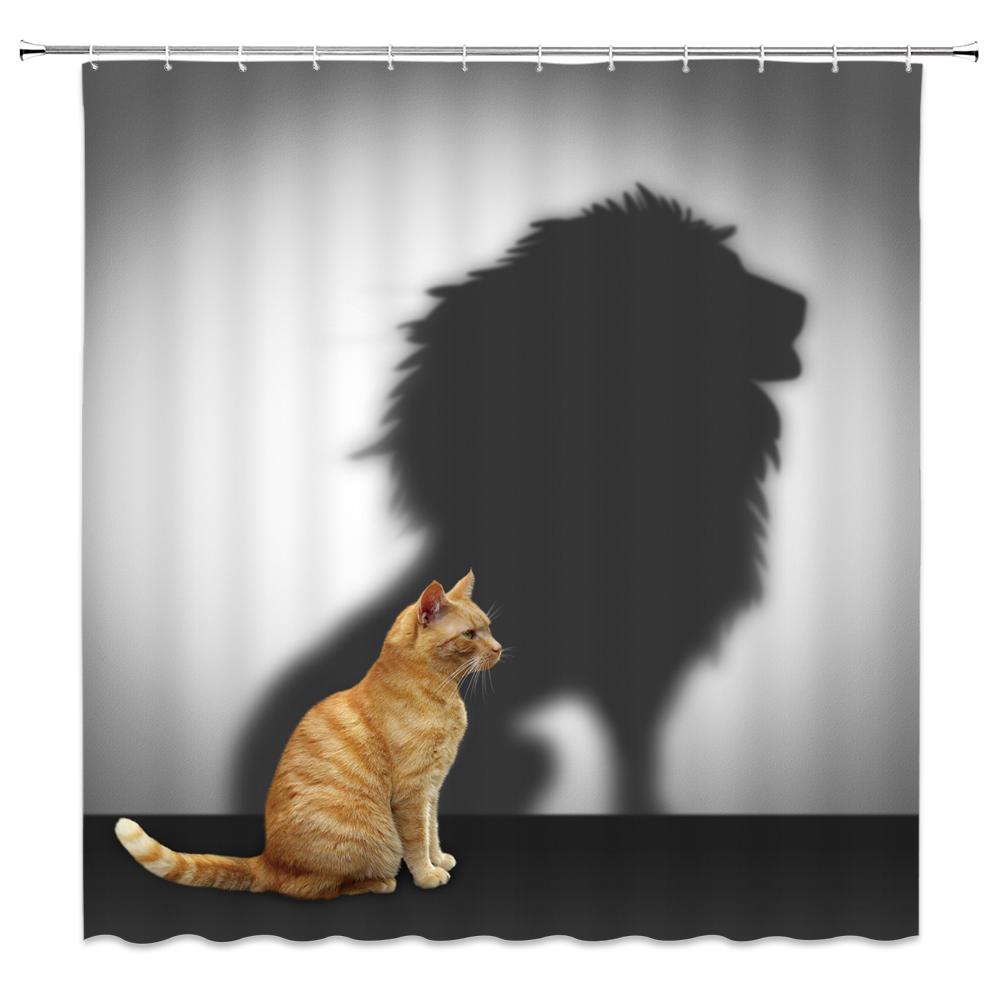 Cat Shower Curtains Bathroom Shower Curtain Cute 3D Fabric Shower Curtain With Hooks Funny Waterproof Shower Curtain Or Mat