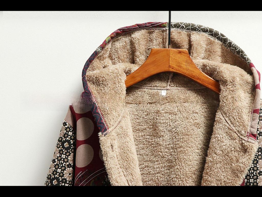 2023 Winter Women's Printed Hooded Sweatshirt with Warm Plush Lining