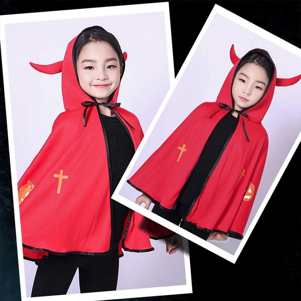 Party Cloak Cartoon Children Day Cosplay Props Devil Horn Cloak Cosplay Costume Hooded Cloak