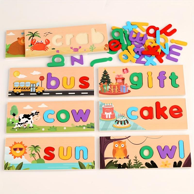 Wooden Alphabet Word Spelling Early Education Toy Color Letter Cognitive Hand-Eye Coordination Montessori Puzzle, Christmas Gift