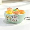 Plastic Mini Bread Squeeze Toy Keychain With Cartoon Pattern For Kids And Teens