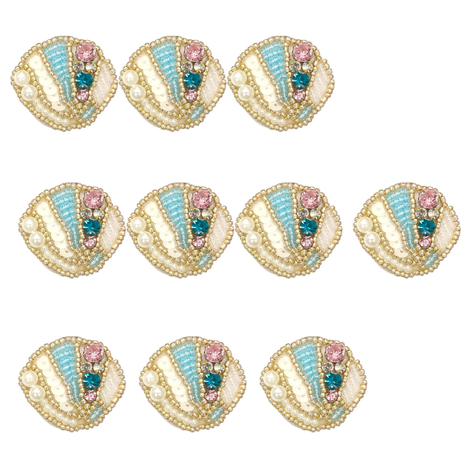 

10Pcs Decorative Patches Sew on Patches Artifical Pearls Beads Embroidered Applique for Clothing Jeans Jackets Tshirt