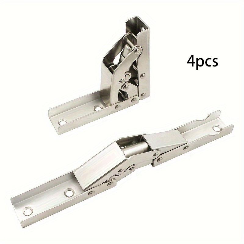 2/4pcs Modern Silvery 90-Degree Folding Hinges, No-Slot Flush Mount, 180-Degree Countertop Support, Hidden Design for Cabinets &