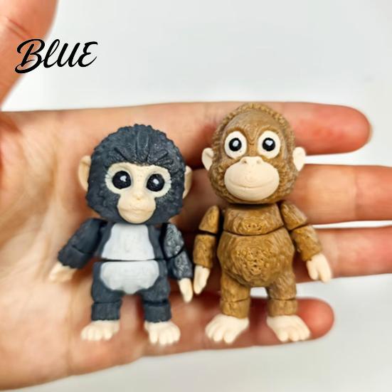 Living Room Monkey Ornament 2Pcs 3D Printed Figurine Movable Joints Mini Orangutan Desktop Statue Fidget Toy Home Office Decoration Decor