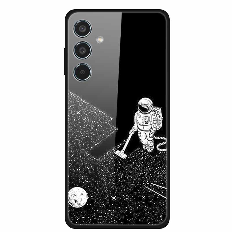 Glass Back Cover For Samsung Galaxy S24 FE Case S24FE Hard Tempered Glass Case For Samsung Galaxy M55 A16 Phone Case Soft Bumper