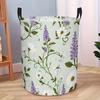 1pc Floral Garden Basket Pattern Foldable Laundry Basket, Round Clothes Hamper for Bathroom, Sundries Storage Bin for Bedroom, Compact Laundry Organiz