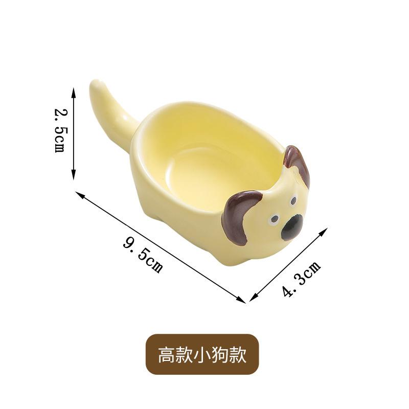 Cute Pet Cartoon Ceramic Dipping Dish Hot Pot Hand Pinch Single Handle Flavoring Dish Cute Household Seasoning Soy Sauce Vinegar Small Dish