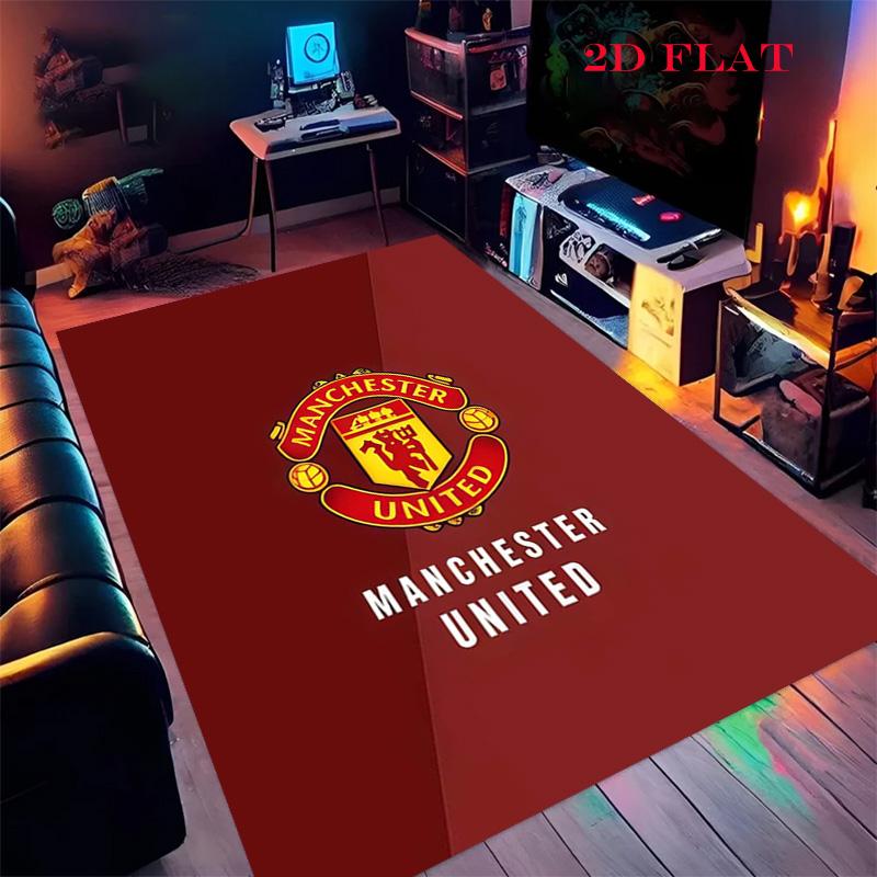 Tappeto Man Utd per Soggiorno Camera da Letto Casa Decorazione Divano, Tappetino Antiscivolo per Giochi Bambini