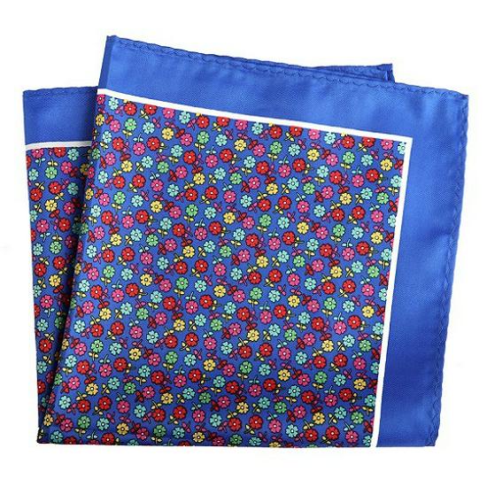 Cashew Flower & Polka Dot Men's Pocket Square Handkerchief