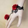 Rose Lace Hand Chain Ring Bracelet Chain Tassel Coins Finger Bracelet Sweet Hand Jewelry for Women and Girls Gifts