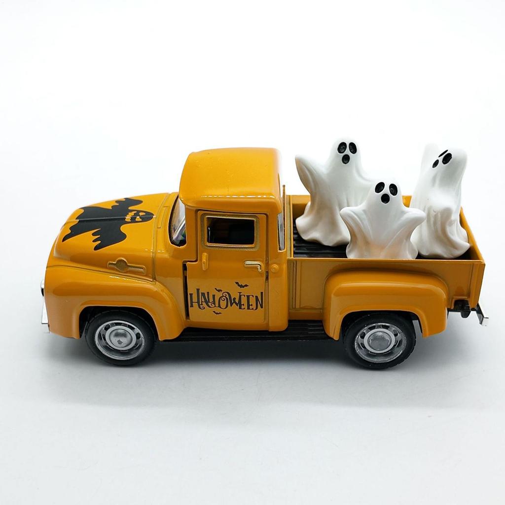 Halloween Ghost Decor Mini Ornaments For Tabletop Funny Truck Ghost Desktop Figurine For Halloween Showcase Entryway Classroom