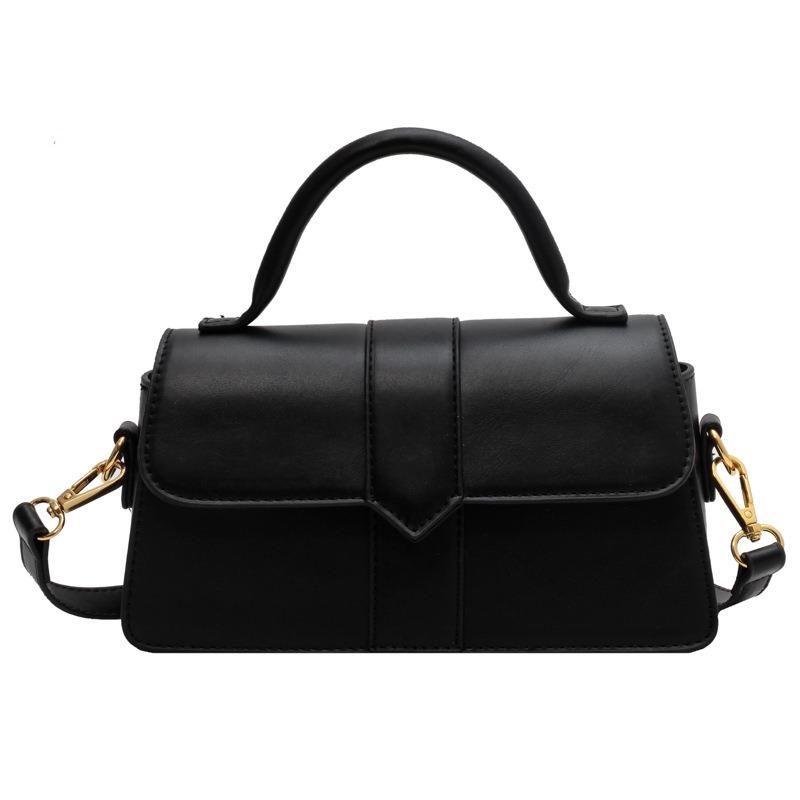 New solid color simple retro texture exquisite portable embroidery thread niche versatile single shoulder crossbody small square bag