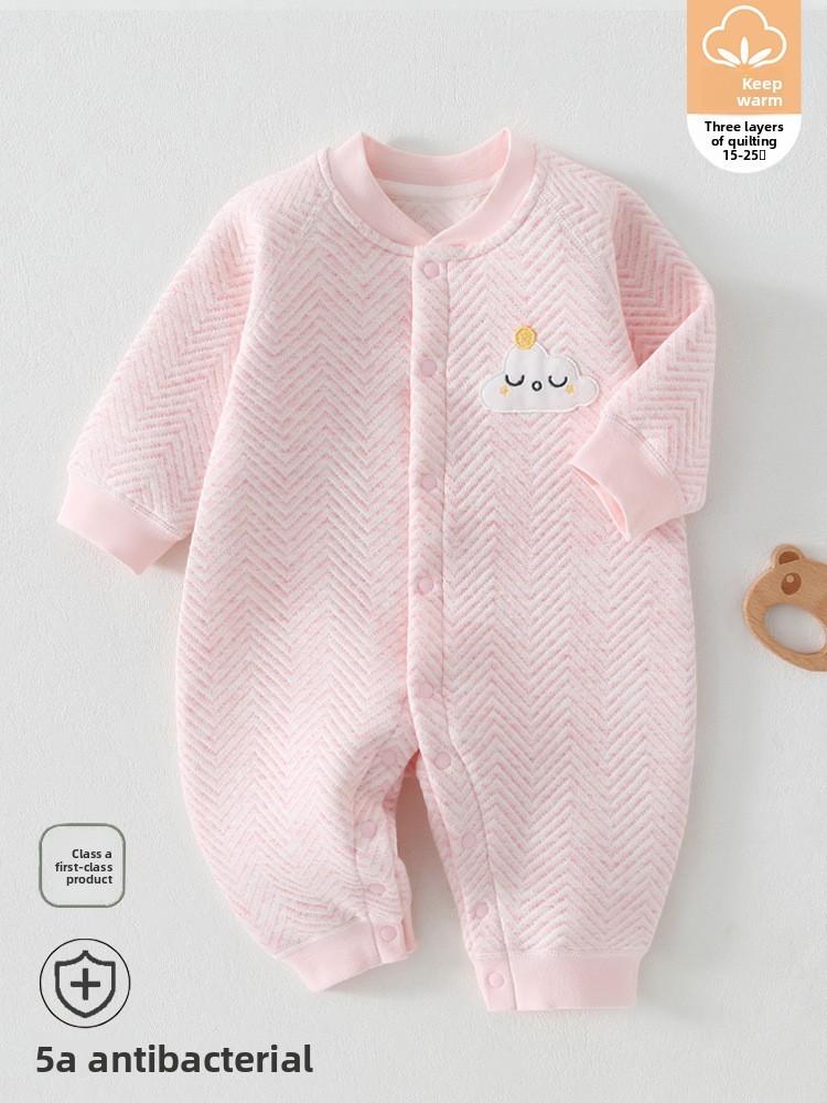 Baby Winter Snowsuit With Three Layer Cotton Insulation For Newborns And Toddlers