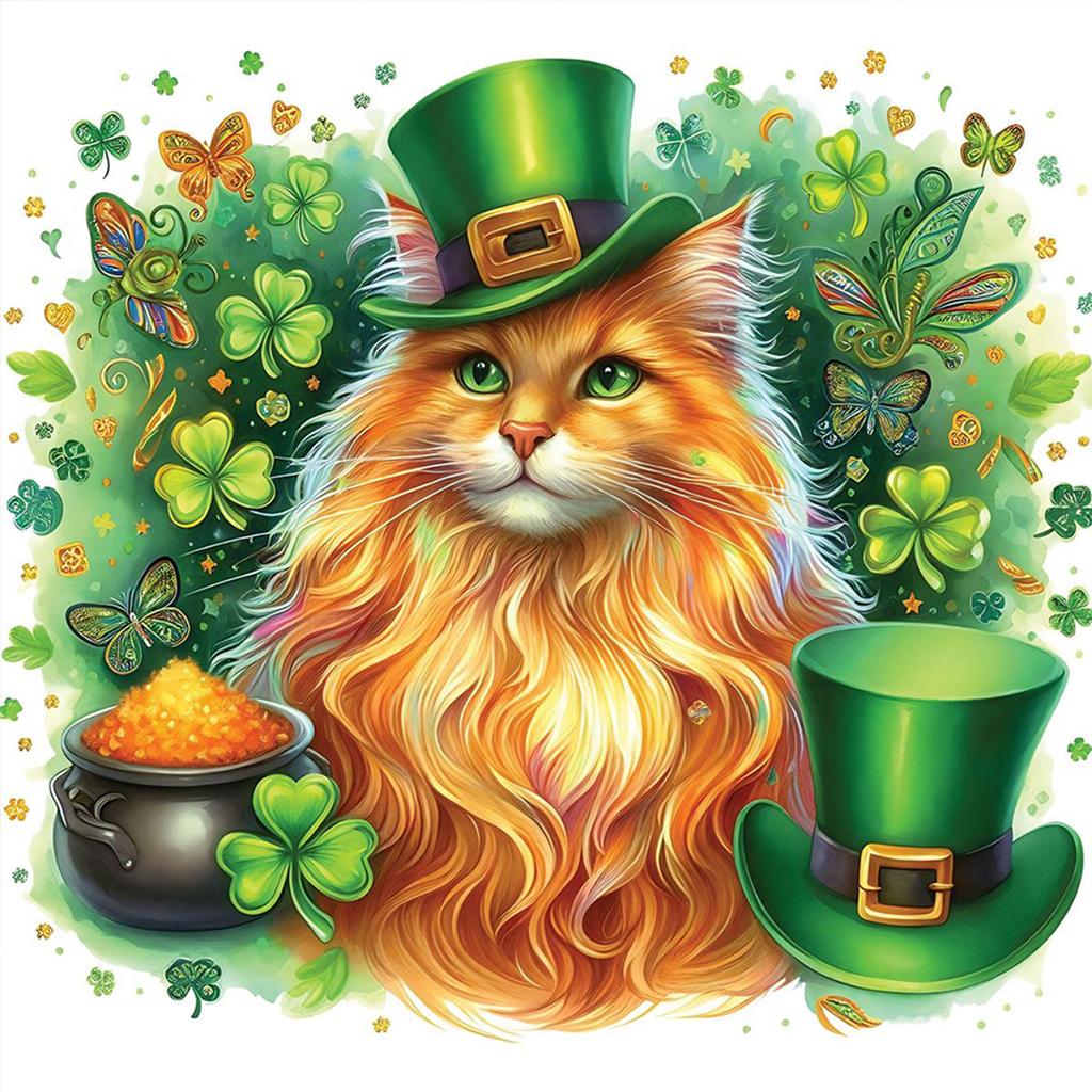 St Patricks Day Full DIY 5D Round Drill Diamond Painting Gem Art for Adults/Beginners Gift Idea Home Wall Decor 15.75x15.75in