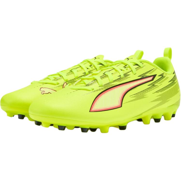 Puma Ultra 6 Play Mg Comfortable Versatile Low Top Kids Football Shoes Fluorescent Yellow Kids Football Shoes 108985-01