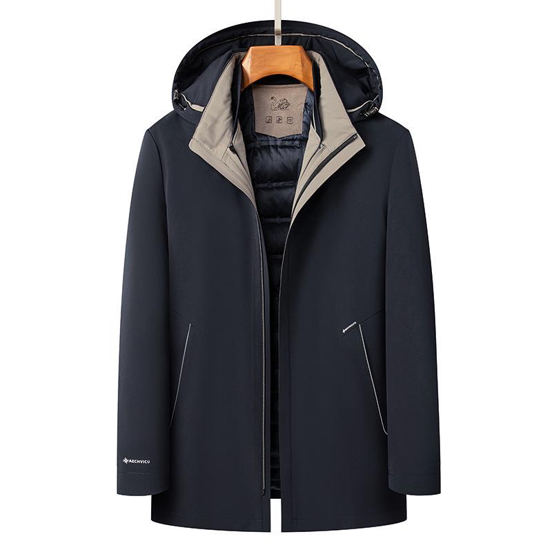 Men's High-End Winter Down Jacket: Middle-Aged & Elderly Business Casual, Thickened Warm Hooded Coat