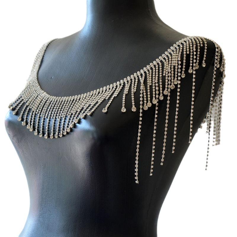Temperament Bridal Shoulder Chain Wedding Crystal Tassel Back Chain Model Catwalk Suit Princess Accessories Body Chain