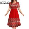 Sommerkleid für Damen Boho Vintage Floral Print Kleid Damenbekleidung Mode Übergröße Kurzarm Locker Kleider