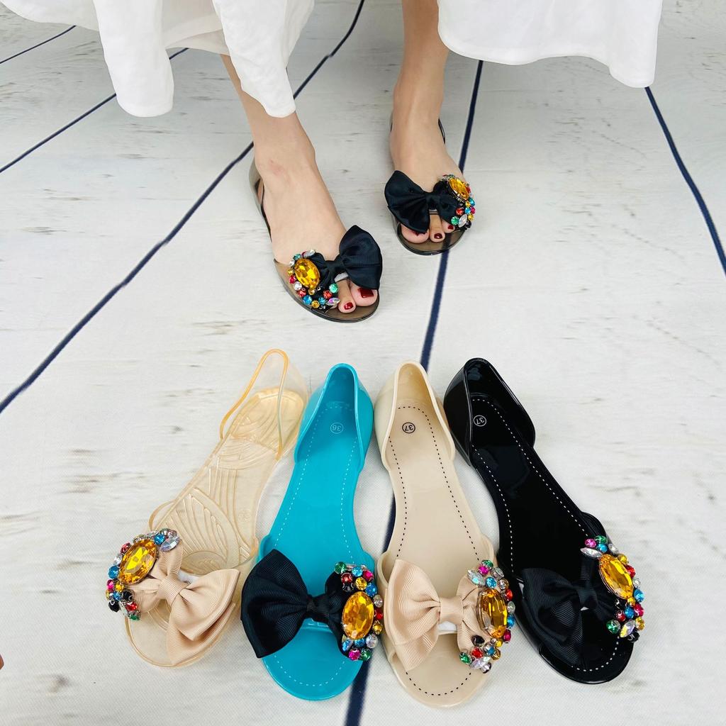 Women'S Fashion Diamond Bow Crystal Shoes Outdoor Beach Shoes Women'S Sandals Casual