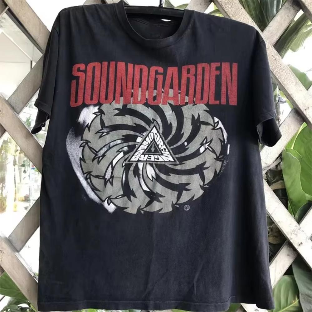 Soundgarden Band High Street Vibe American Trend Shoulder Short Sleeve Men's and Women's Lazy Wind T-Shirt Harajuku Streetwear