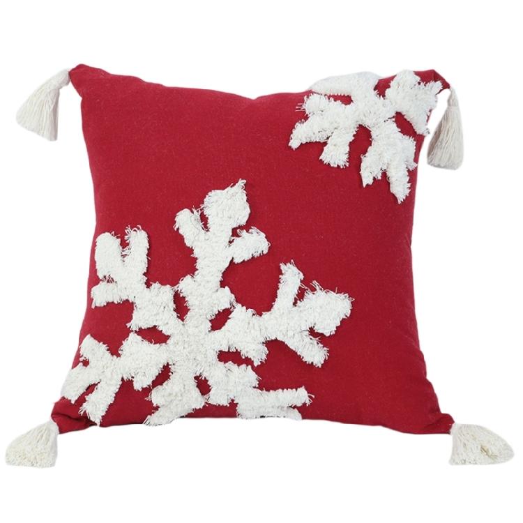 Christmas Tufed Pillow Cover Cotton Embroidered Couch Living Room Bedroom