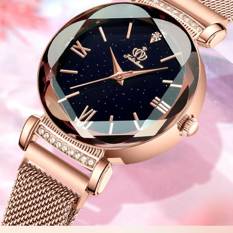 Ceas de mână cu cuarț Starry Sky Edge, Ceas de damă de trend, Rezistent la apă