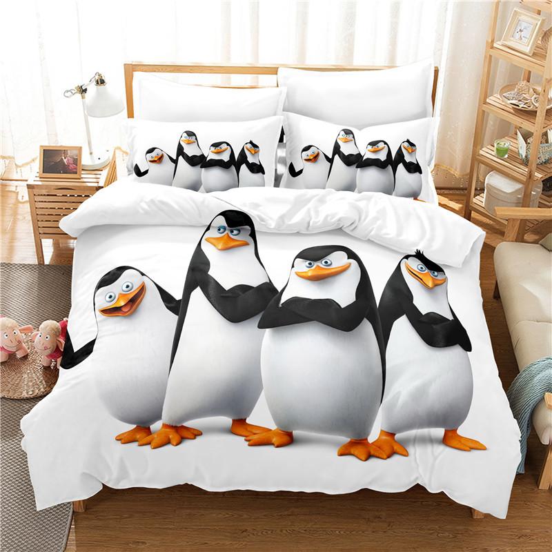 South Pole Cute Penguin Duvet Cover Sets3D PrintCartoon SeriesChildren's Bedroom Bedding Set100% High Quality FullTwin