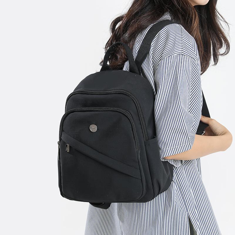 Solid Color Nylon Backpack Women's Travel Backpack Student Schoolbag