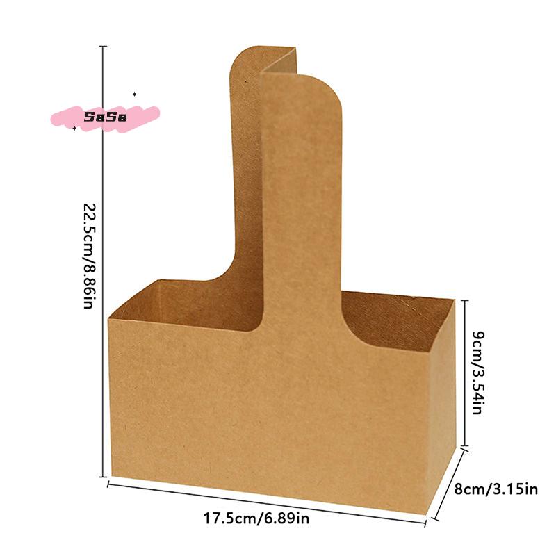 10Pcs Kraft Paper Drink Carrier with Handle 1/2/4Cup Capacity Coffee Cup Holder for Hot Or Cold Drinks Takeout Suitable for Cafe