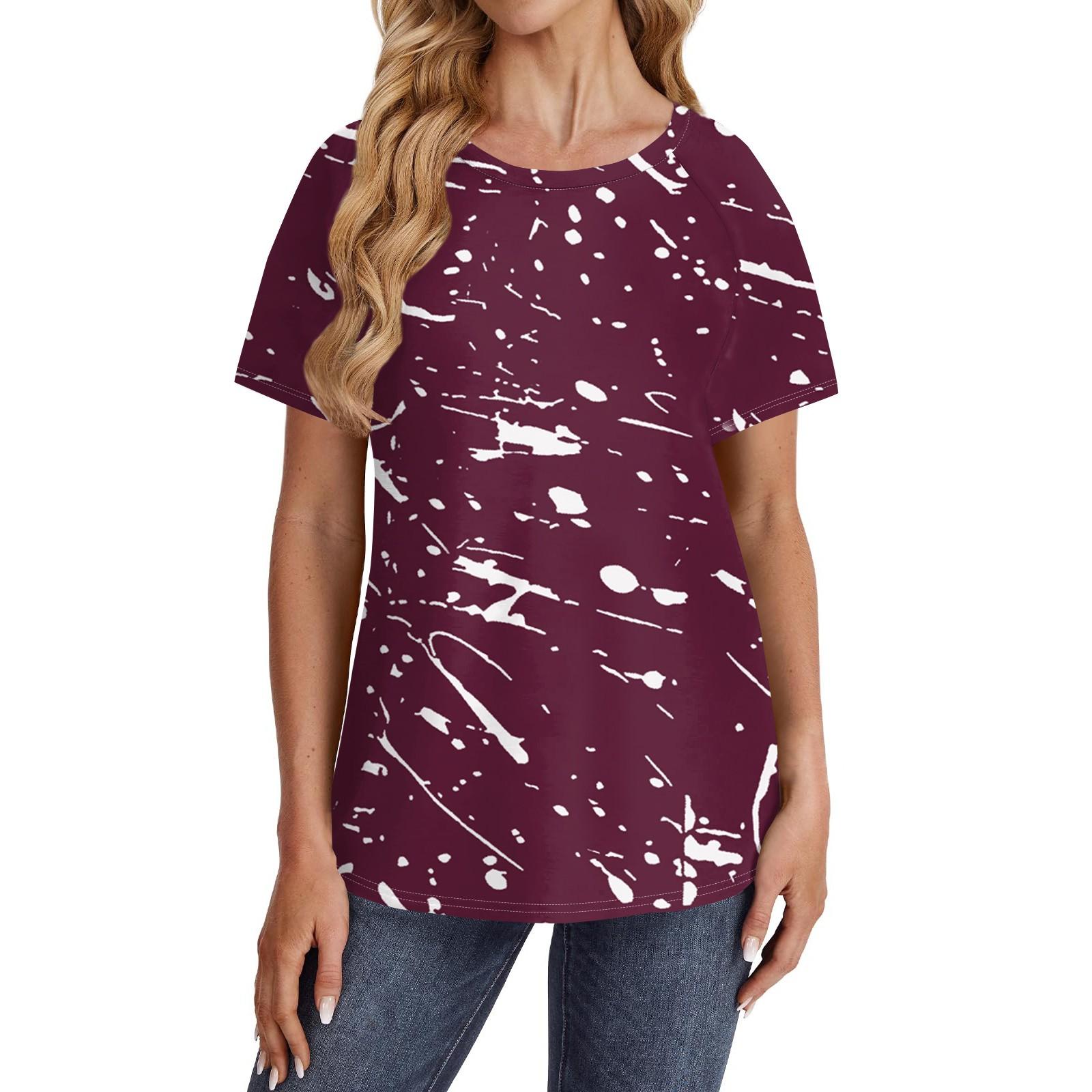 

Женские футболки с коротким рукавом, милые туники с круглым вырезом, топы, базовые футболки, блузки, свободный пуловер XXXL винный