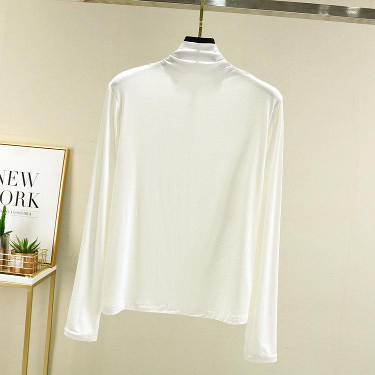 

Женская приталенная футболка с длинным рукавом из модала с полувысоким воротником для весны и осени M