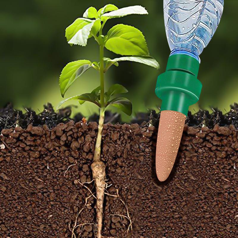 Red Ceramic Auto-Drip Plant Waterer for Travel and Business Trips