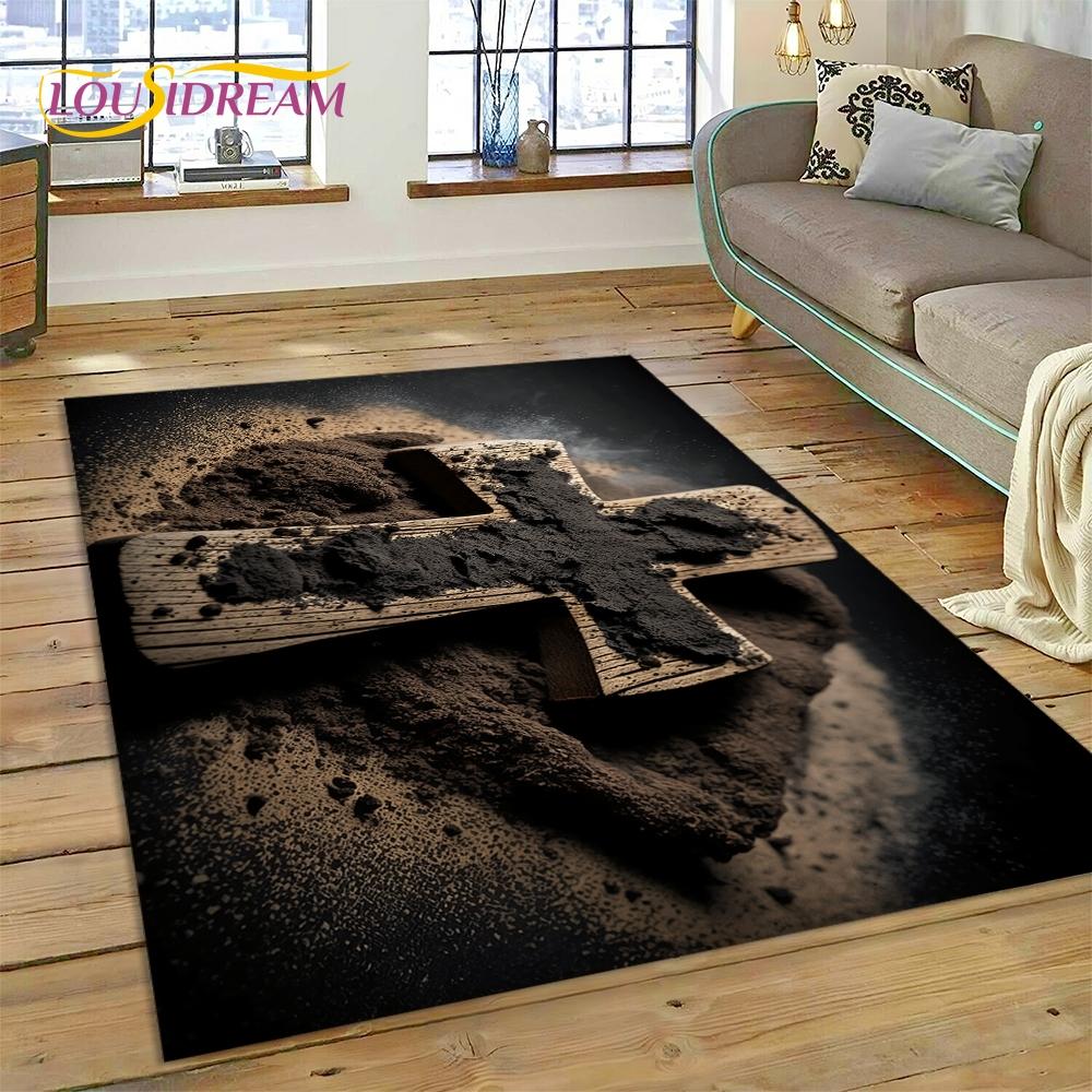 New 3D Pray Holy Bible Cross Jesus Carpet for Living Room Bedroom Home Decor,Floor Mat Non-slip Decoration for Sofa Doormat Gift