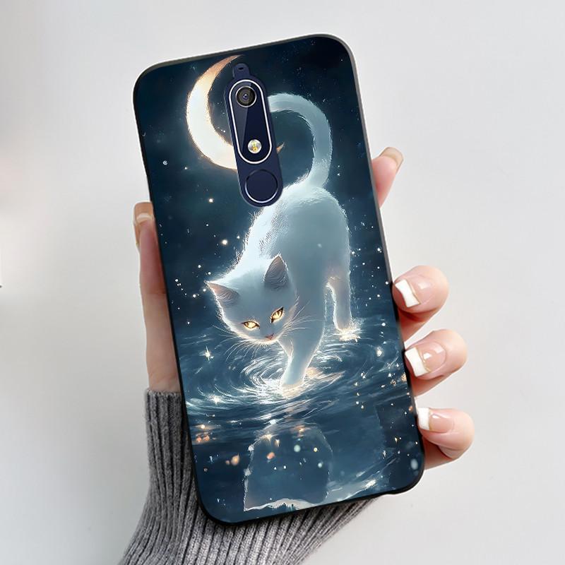 Custodia carina per Nokia 5.1/Nokia 5.1 Plus/Nokia X5/Nokia 5 Cover Shell Stampata Cover Protettiva Silicone Morbido Cartone Animato Nera