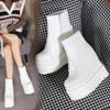 Fashion 14 CM High Heels Ankle Boots For Women Platform Boots White Black Female Shoes