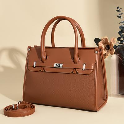 Solid Color Tote Bag Large Capacity Commuting To Work Travel Handbag Simple Single Shoulder Bag