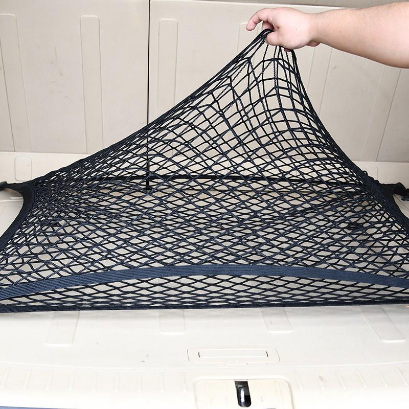 Double-Layer Elastic Car Trunk Storage Net with Hooks