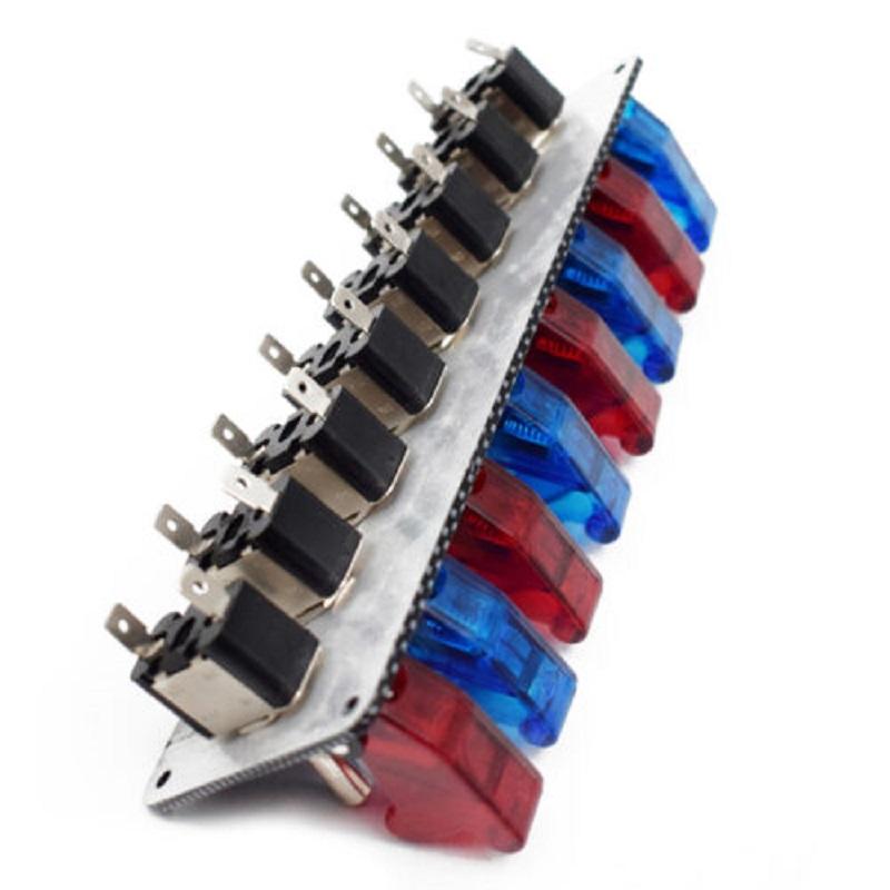 Universal 12V Car Racing Toggle Ignition Switch Panel Auto Engine Start Push Button Set Red& Blue LED Toggle Button Panel