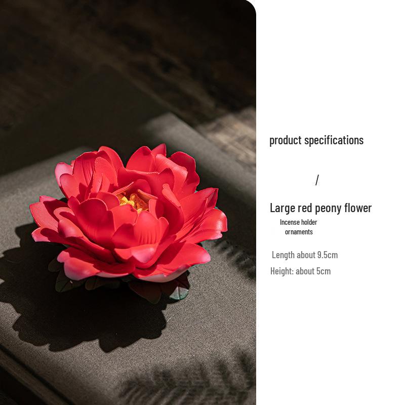 

Peony Ceramic Incense Holder: Exquisite Ash-Free Sandalwood Stick Burner for Indoor Use.