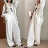 Slack Linen Wide-leg Pants Summer Loose Versatile Drawstring Straight White Casual Trousers Korean Fashion