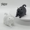 3D Printed Cute Yawning Chubby Cat Figurine, Black White, Wide Stable Anti-Tipping Base, Desktop Decor for Pet Shop Bedroom & Cat Lover Birthday