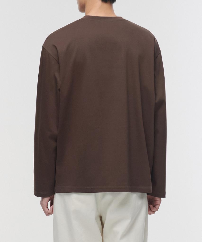 MUSINSA STANDARD Silket Relaxed Crew Neck Long Sleeve T-Shirt [Dark Brown]